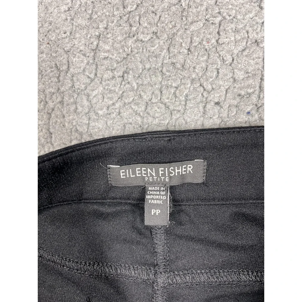 Eileen Fisher Pants Womens PP Black Ponte Skinny Ankle Zip‎ Pockets Stretch
